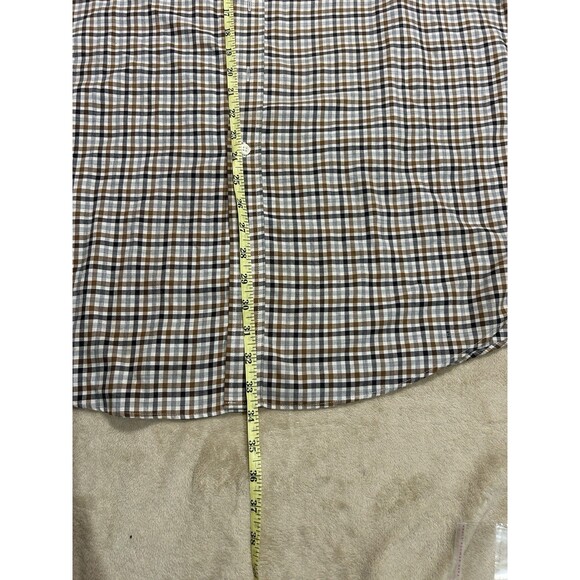 LL Bean Men’s L-Tall Brown Plaid Cotton Wrinkle Resistant Long Sleeve Shirt - Picture 7 of 11